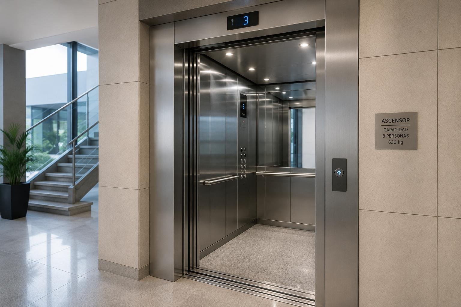 Ascensor moderno instalado en un edificio